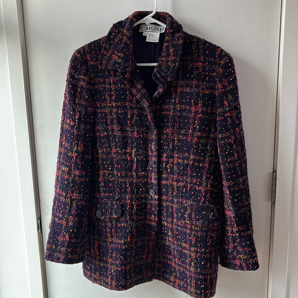 Carlisle Women’s Purple Rainbow Plaid Tweed Peacoat